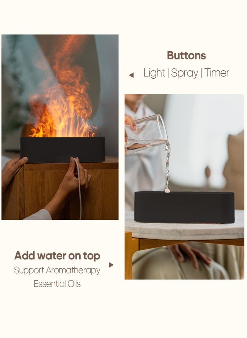 Flame Aroma Diffuser 150ml, 7-Color LED Flame Effect, Ultra Quiet Humidifier with Timer (1/3/5h) & Waterless Auto-Off, USB Type-C – Black - Image 2